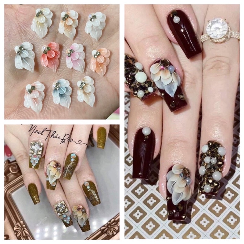 hoa nails- hoa bột( góc tay 7 cánh)