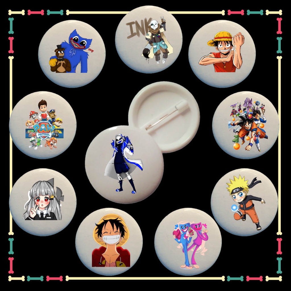 Combo 10 chiếc HUY HIỆU nhiều mẫu hoạt hình hót hiện nay Đội Chó Cứu Hộ Sans Undertale Error Sans Hero Team Naruto 5.8cm