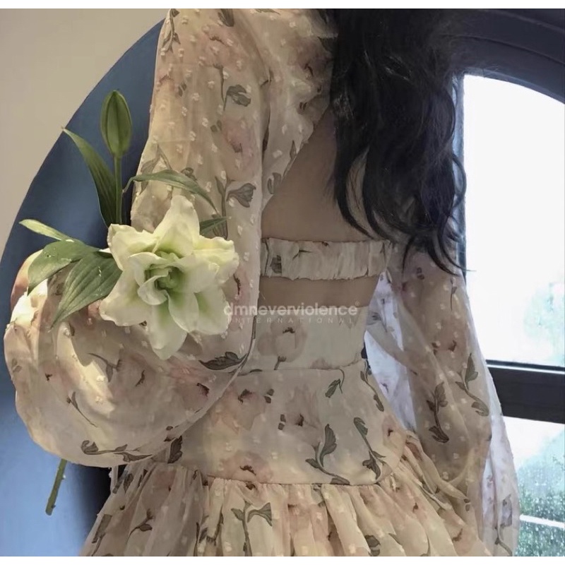 Set áo croptop chân váy đuôi cá hoa nhí, set đầm hoa nhí 2022