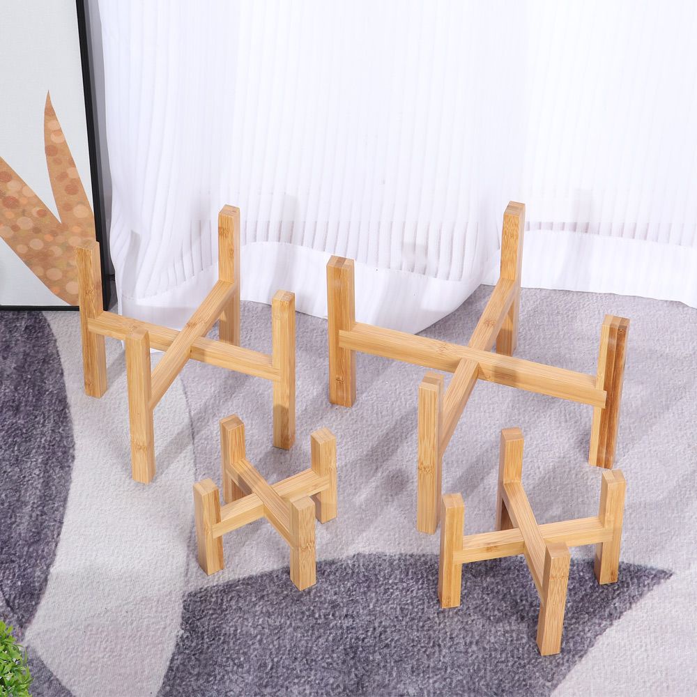 Giá Đỡ Chậu Hoa/ Cây Cảnh Bằng Gỗ Tre Dùng Trang Trí Trong Nhà/ Ngoài Trời