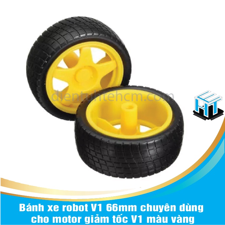 Bánh xe robot V1 66mm chuyên dùng cho motor giảm tốc V1 màu vàng