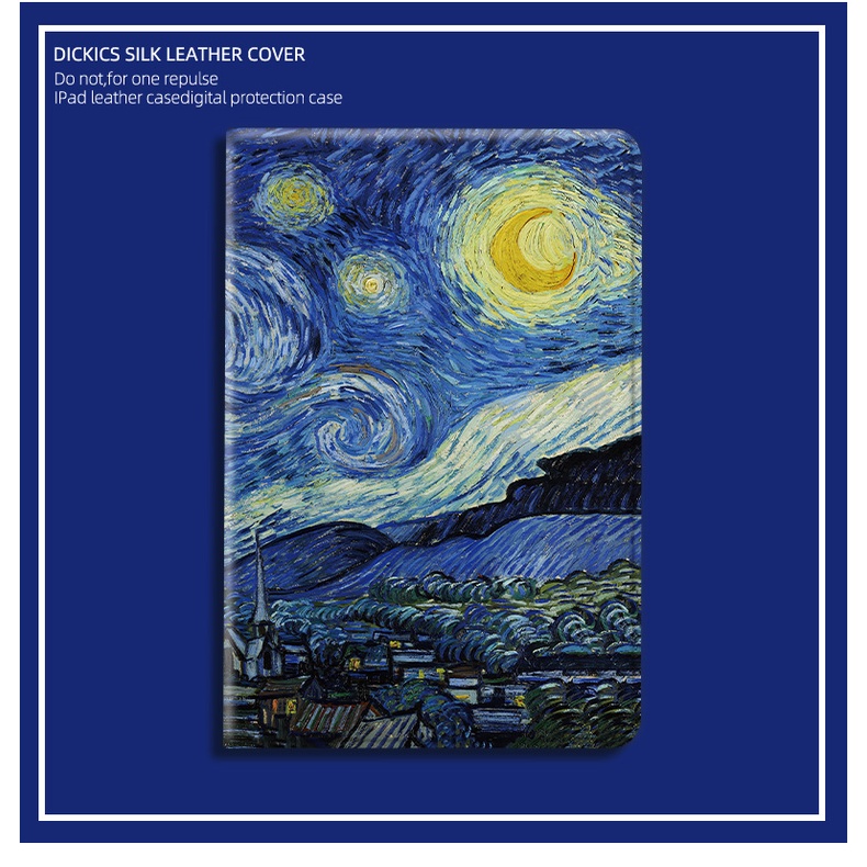 Bao da máy tính bảng in Starry Night có ngăn đựng bút cho Ipad Mini 1 3 4 5 6 7 8 11 Air4 9.7 2017 2021 2019 2020