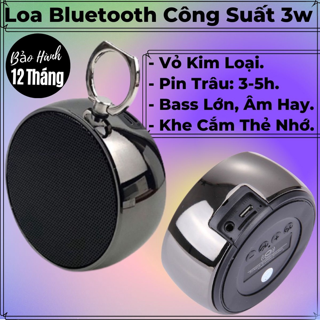Loa Bluetooth Mini Nghe Nhạc Bass Mạnh, Công Suất Lớn, Có Khe Cắm Thẻ Nhớ, Giá Rẻ Cho Điện Thoại, Máy Tính,... BS.02