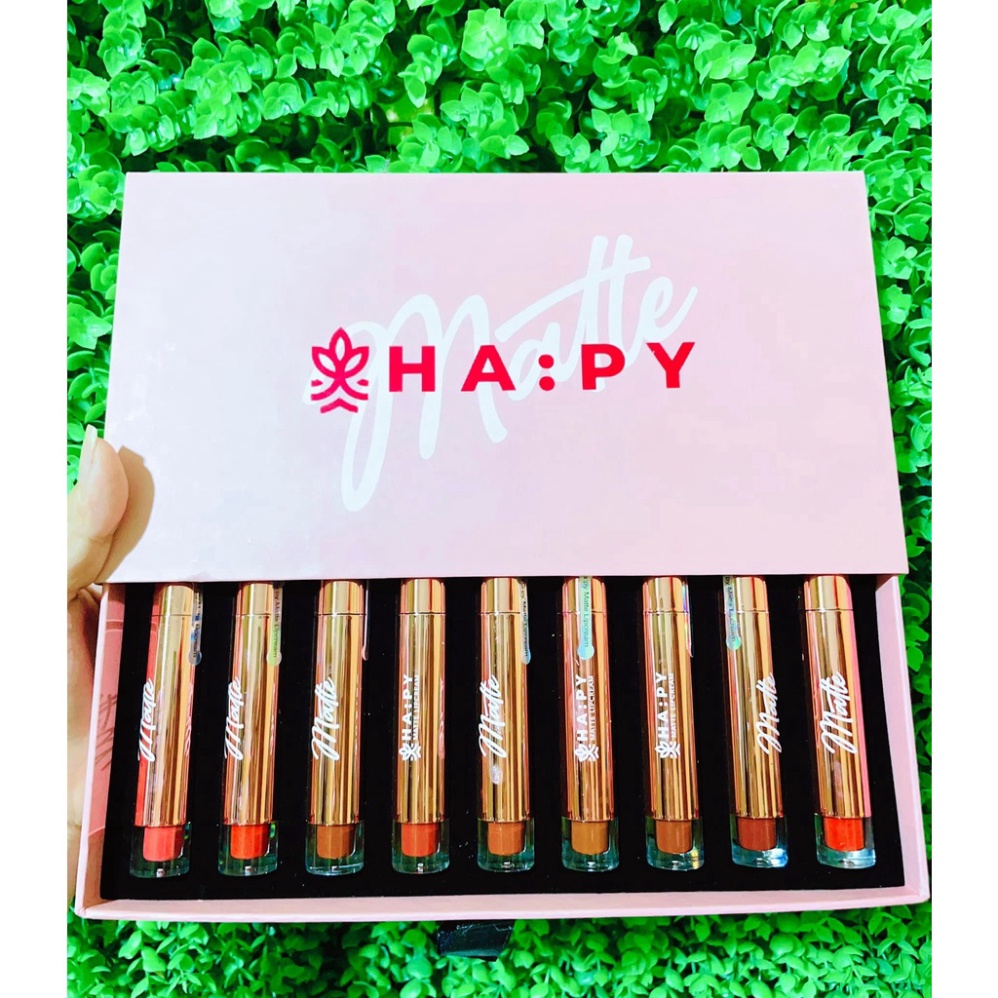 Sét 9 son Hapy son kem lì Mini Garden Mattle Lipcream bám màu lâu trôi 3.5ml