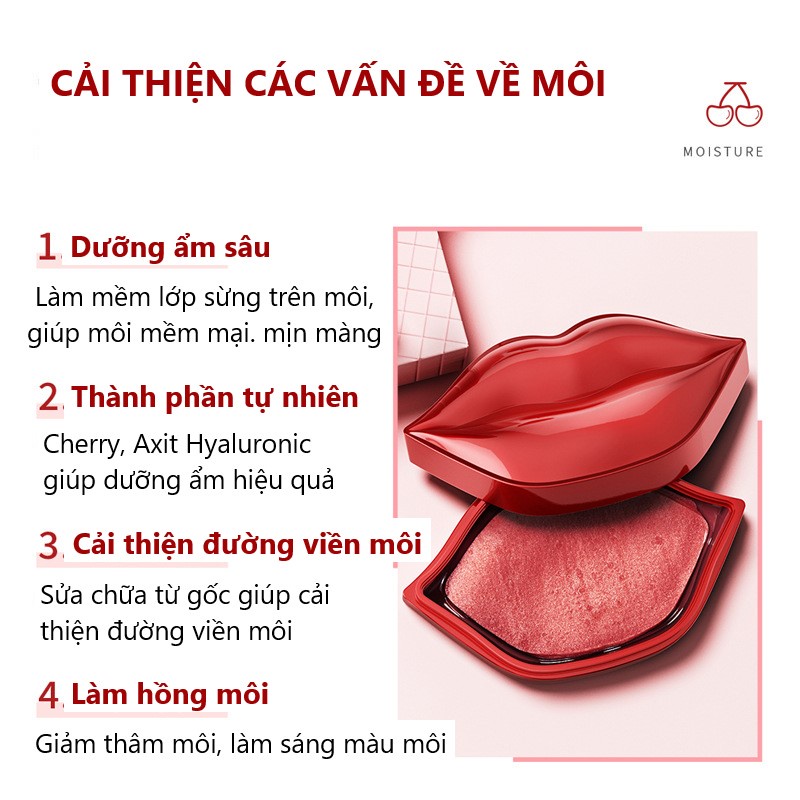 Mặt Nạ Môi BIOAQUA Dưỡng Ẩm Giảm Thâm Môi Hộp 20 Miếng Cherry Collagen Moisturizing Lip Mask (BIO21)