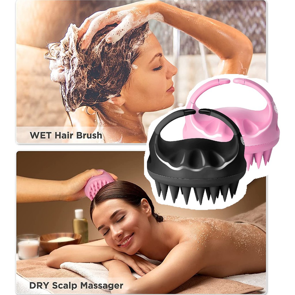 Lược gội đầu silicon Heeta chống rụng tóc và massage dưỡng sinh 2 in1 hàng xuất Nhật