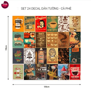 Set 24 Decal dán tường - Coffee