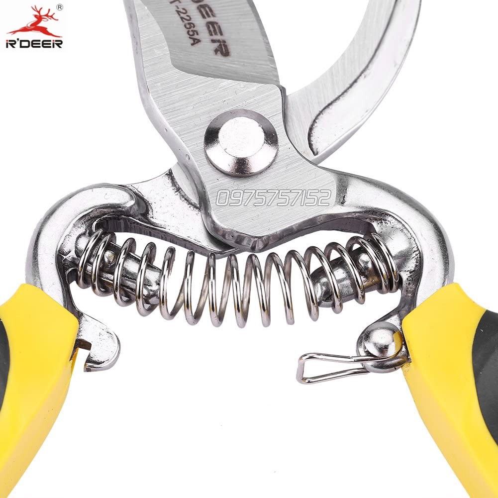 Kéo cắt cành thép đúc nguyên khối R'DEER 8 inch/ 200mm, kéo làm vườn thép Carbon siêu cứng, siêu sắc, an toàn chất lượng