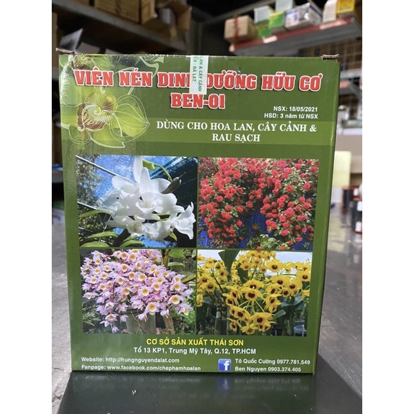 Viên nén dinh dưỡng hữu cơ Ben-01 Hùng Nguyễn 1kg chuyên dùng cho hoa Phong Lan &amp; cây kiểng
