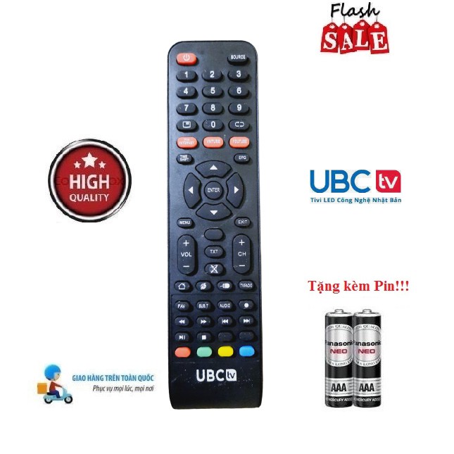 Remote Điều khiển tivi UBC các dòng LED/LCD/Smart TV- Hàng loại tốt Tặng kèm Pin