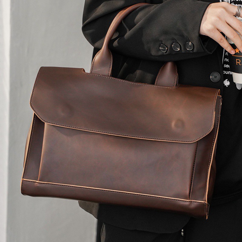 Cặp xách nam đẹp cao cấp thời trang T3081, Túi xách nam công sở hàng hiệu cam kết da siêu bền đựng được laptop 14 inch