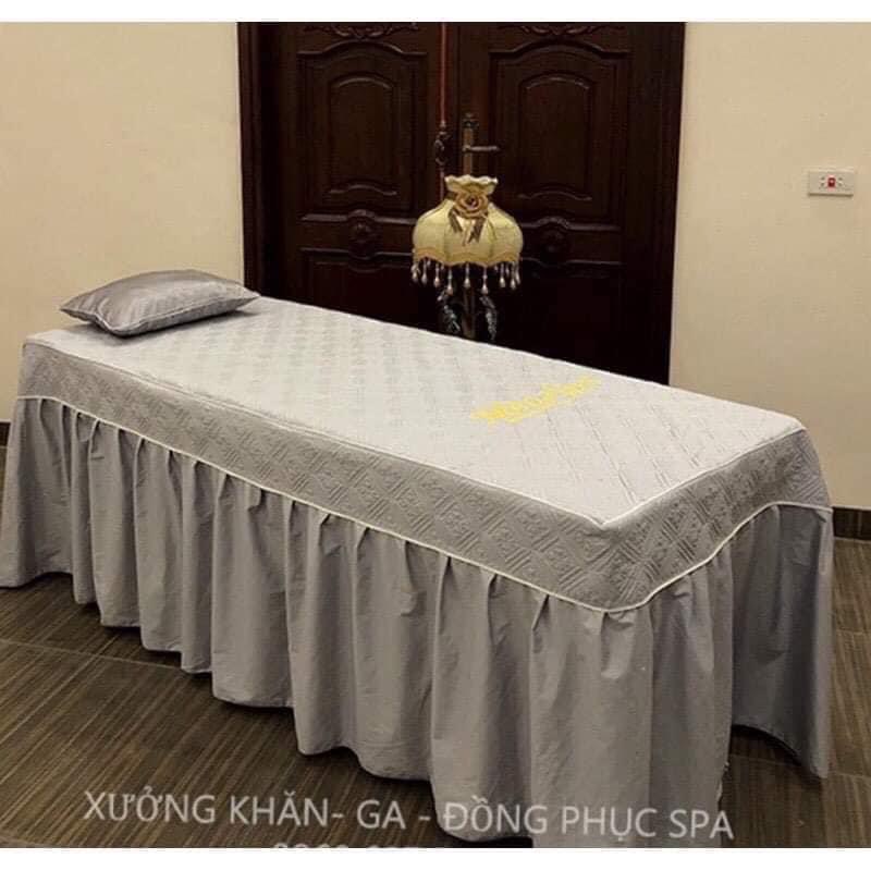 Ga spa trần bông cotton kèm gối MAY 1 NGÀY LÀ CÓ