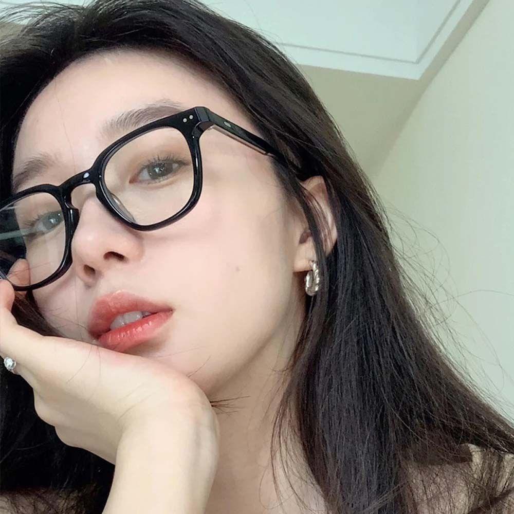 Kính Chống Bức Xạ Tròng Vuông Màu Đen Thời Trang Phong Cách Hàn Quốc Cho Nữ