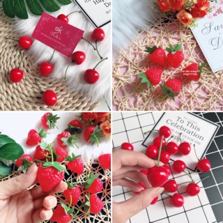 Quả dâu tây quả cherry trang trí chụp ảnh ( Phụ kiện chụp ảnh)