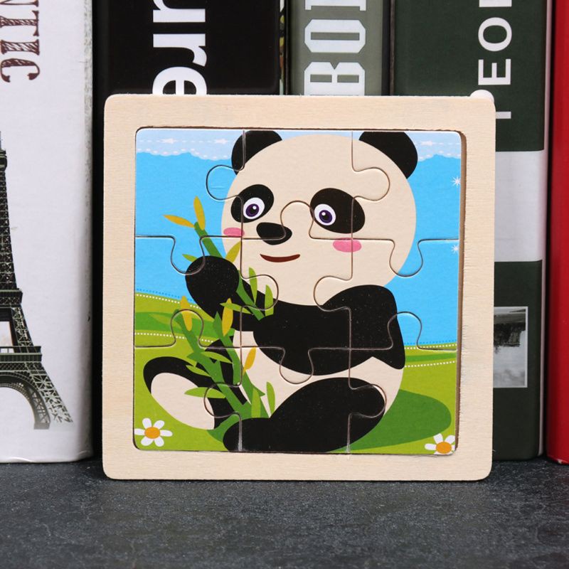 Bộ Xếp Hình 3d Bằng Gỗ Hình Động Vật Hoạt Hình Cho Bé