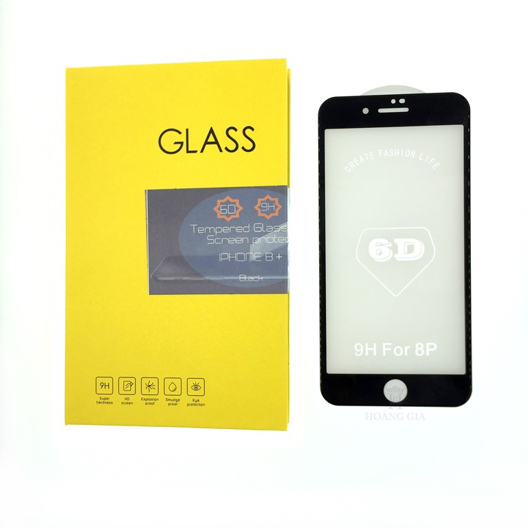 Miếng dán màn hình điện thoại, kính cường lực điện thoại iPhone 8 Plus (Đen) – HG, 8PB 6D Full Cover  {HÀNG CAO CẤP}