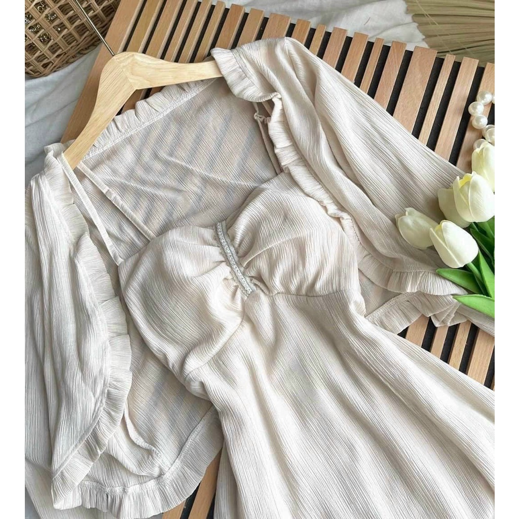 Váy Đẹp Nữ Đầm Hoa Nhí Phối Trắng Phong Cách Tay Bồng Siêu Sang Cá Tính thời Trang Nữ Hè Cho Bạn Gái