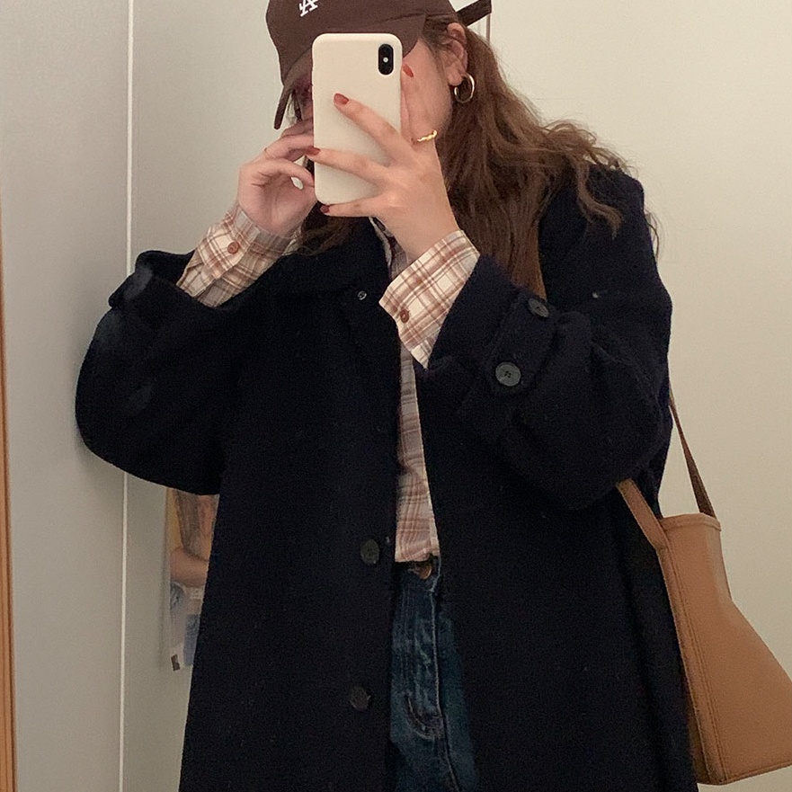 Áo sơ mi SUXI dáng rộng kẻ sọc ca rô màu nâu nhạt thời trang mùa thu cho nữ