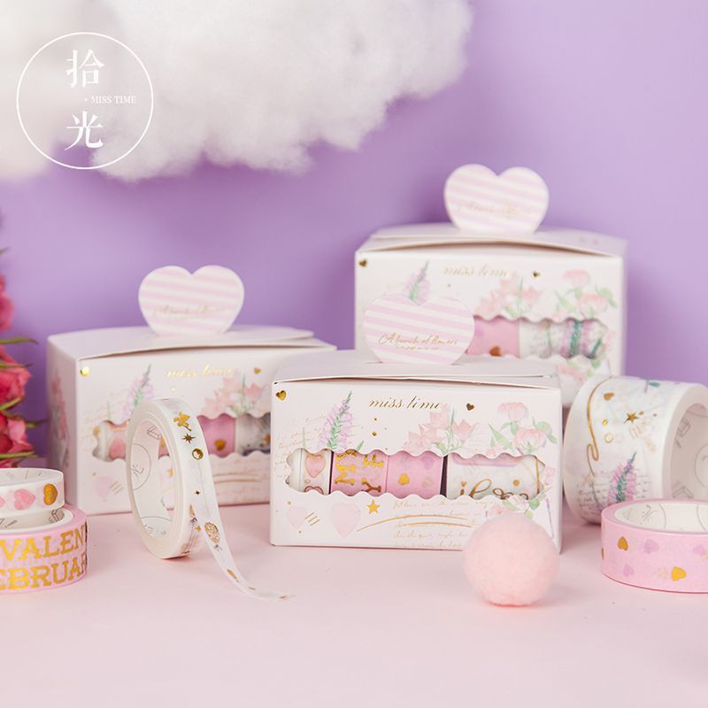 Set 5 cuộn washi tape ánh nhũ