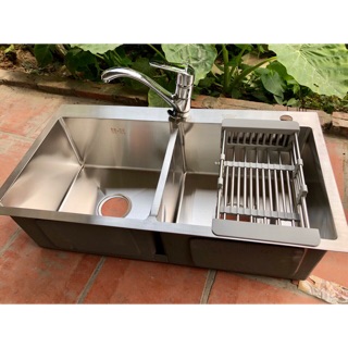 CHẬU RỬA BÁT Korea SUS 304 ( Tặng Rổ rửa  inox + Phụ kiện đầy đủ ) Hàng loại 1 xuất khẩu