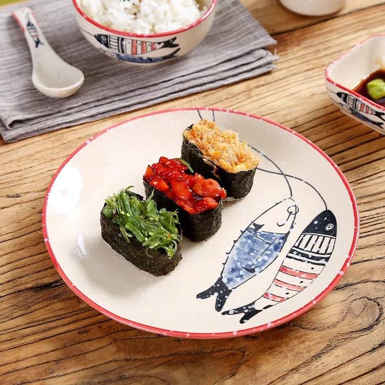 Bộ bát đĩa gốm sứ cao cấp  lẻ Cá đôi phong cách nhật bản