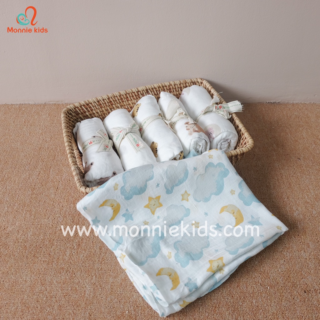 KHĂN TẮM ĐA NĂNG SỢI TRE ADEN 120x120cm - CHẤT VẢI MỀM MẠI, THẤM HÚT TỐT - MONNIE KIDS