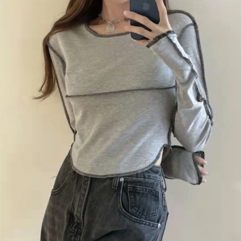 Áo thun cotton tay dài thiết kế mới thời trang mùa thu dành cho nữ