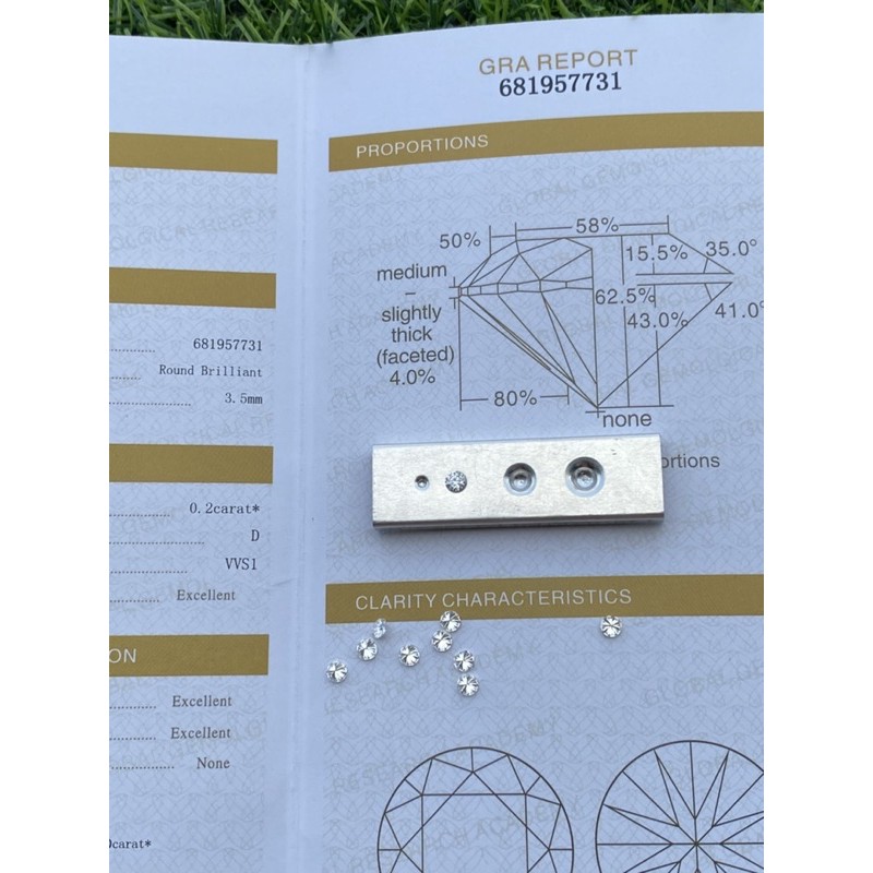 Kim cương nhân tạo Moissanite 3.5ly + Giấy