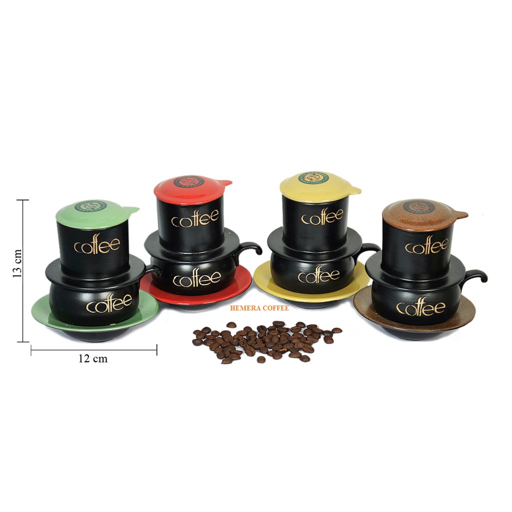 Phin cà phê gốm sứ Bát Tràng Màu Xanh (Tặng 2 gói cafe hòa tan 3in1)