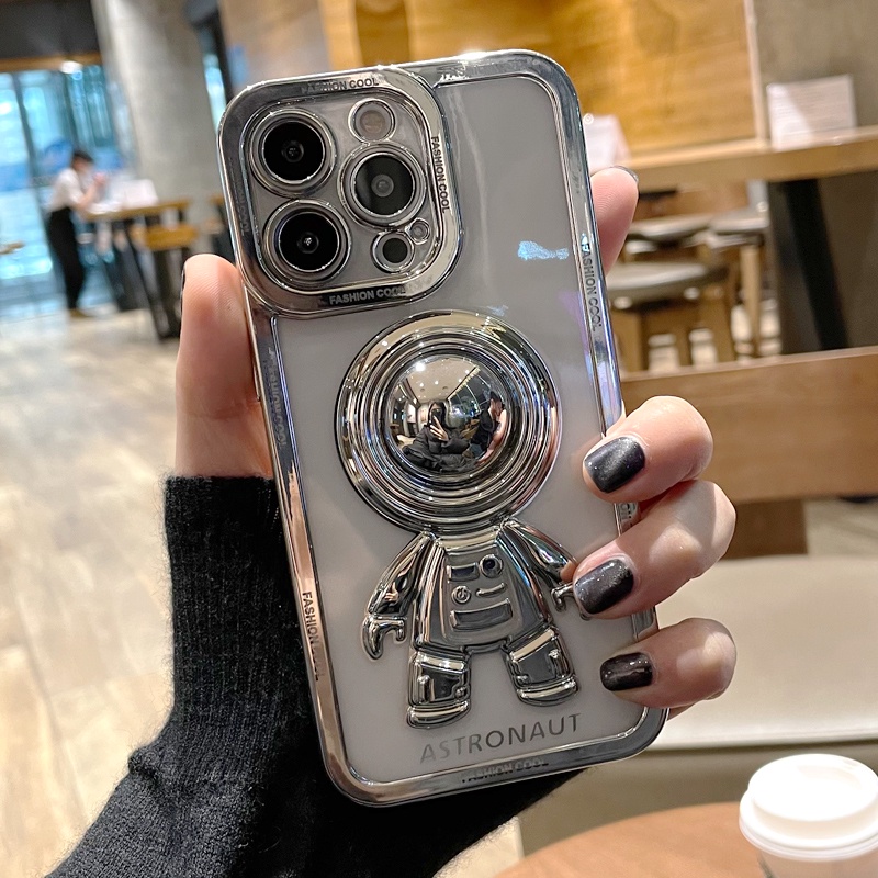 Ốp Điện Thoại Mềm Trong Suốt Chống Sốc Hình Phi Hành Gia 3D Cho iPhone 11 12 13 Pro Max