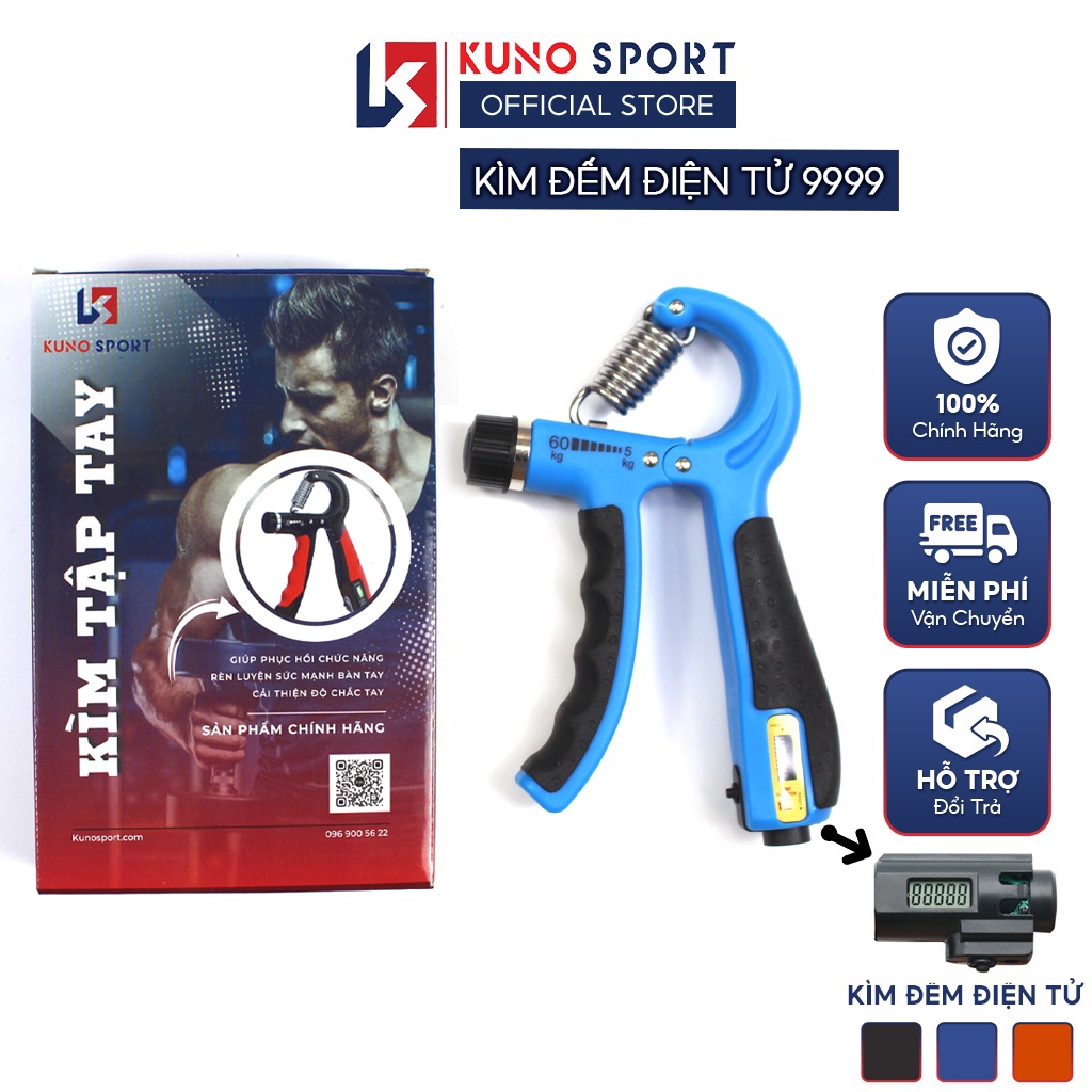 Kìm Tập Tay KUNO SPORT Bộ Đếm Số Điện Tử 9999 Kìm Bóp Tay Cao Cấp Lực Từ 5 - 60KG