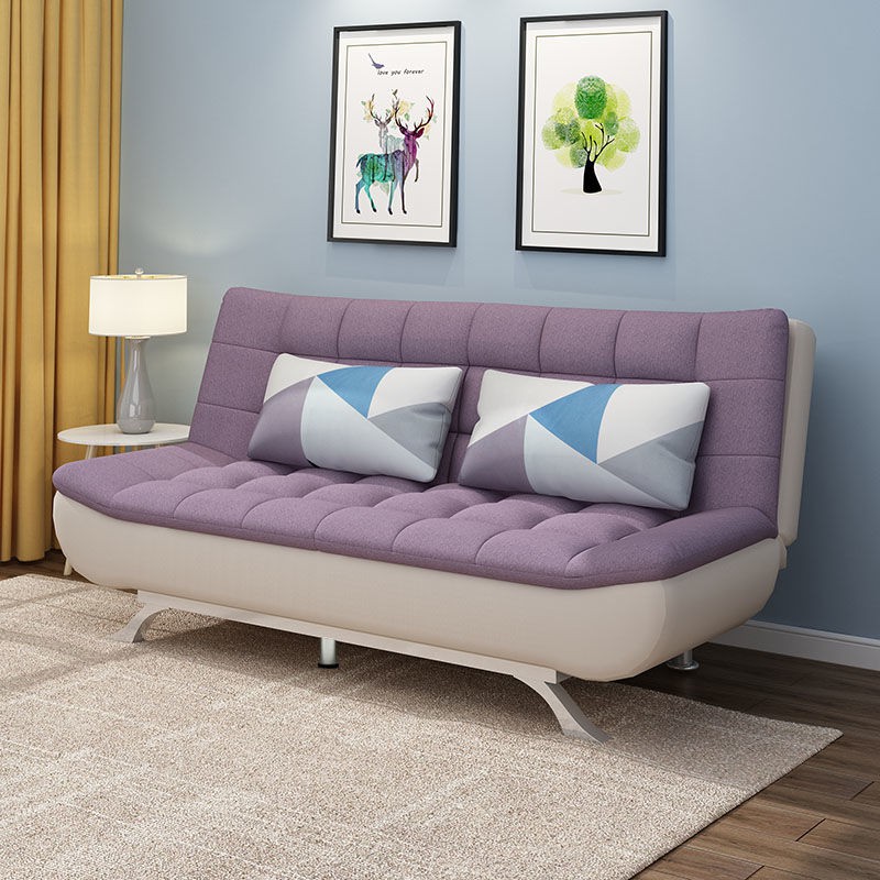 Sofa giường đa năng làm sạch và gấp vải cho căn hộ nhỏ kiểu Bắc Âu bông lười gỗ rắn lanh có thể ngủ