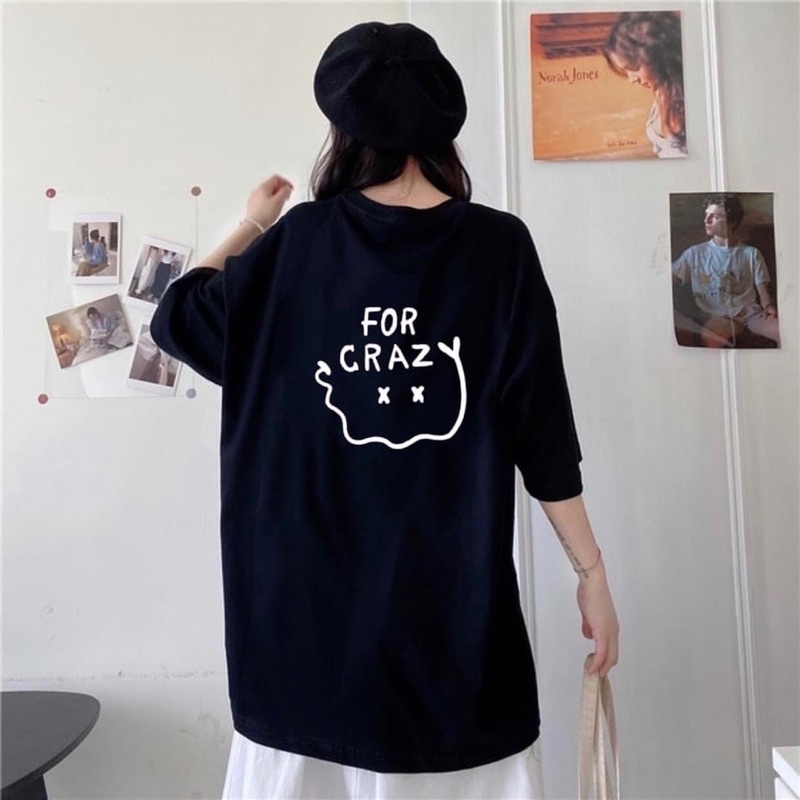 [Mã FAMARAL1 giảm 10K đơn 50K] [ PINK ] Áo thun phông tay lỡ form rộng CRAZY Unisex