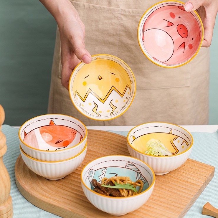 Bát Ăn Cơm Dễ Thương Cute Gốm Sứ Cao Cấp, Chén Ăn Cơm Gốm Sứ