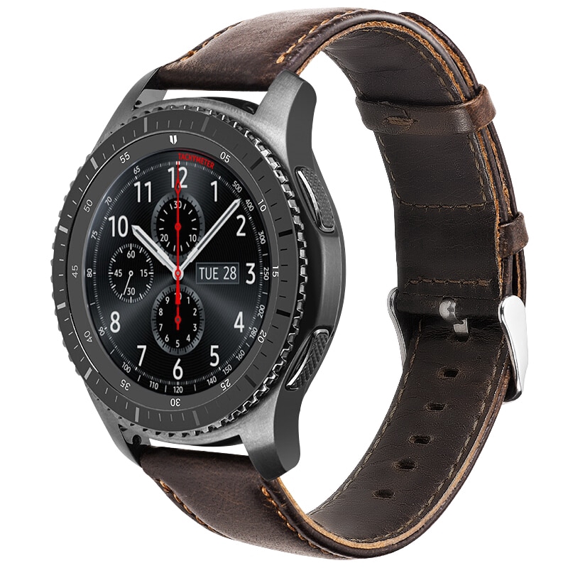 Dây Đeo Bằng Da Thật 22mm 20mm Cho Đồng Hồ Thông Minh Samsung Galaxy Watch 46mm 42mm Active Gear S3 S2 Classic Frontier