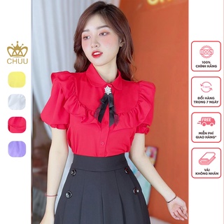 Áo sơ mi công sở nữ kiểu cổ bèo tay phồng chuu a8047