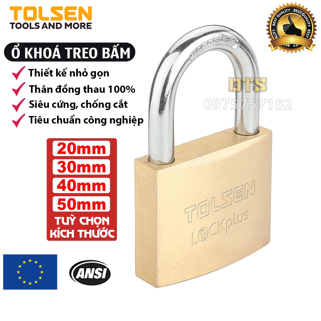 Ổ khoá đồng mật khẩu 3 số công nghiệp TOLSEN, khoá bấm khoá vali siêu cứng, chống cắt, chống trộm - Tiêu chuẩn châu Âu