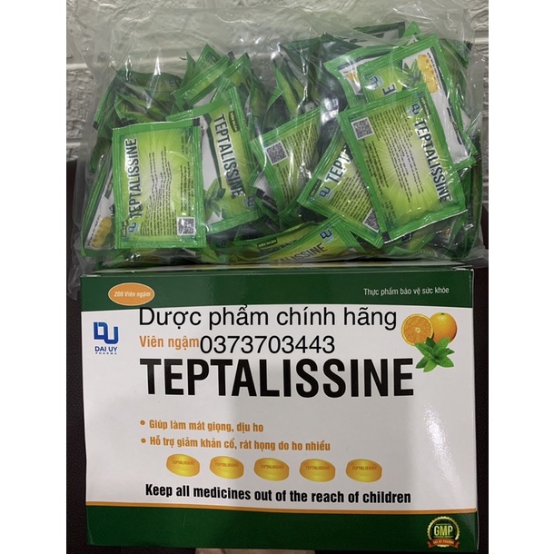Viên ngậm Mát họng-Dịu ho Teptalissine- Hộp 200 viên