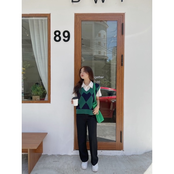 Áo gile len trám Ulzzang