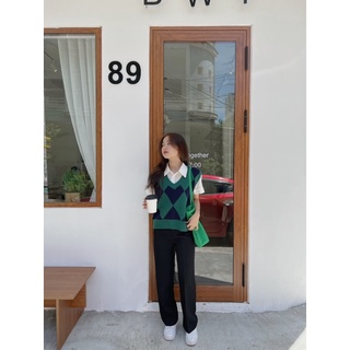 [ảnh thật] Áo gile len trám Ulzzang