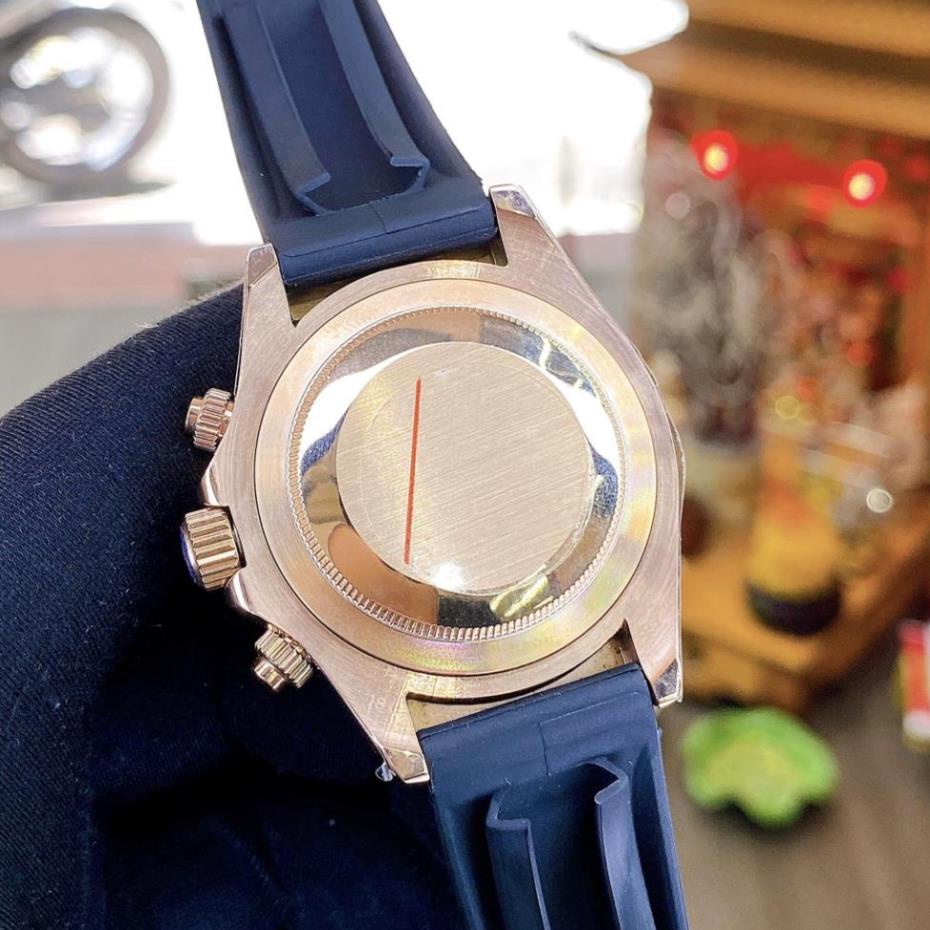 Đồng hồ Nam Rolex máy nhật-Đồng hồ cơ Automatic Rolex 3 nút mặt vàng hồng dây cao su size 40-42 mm