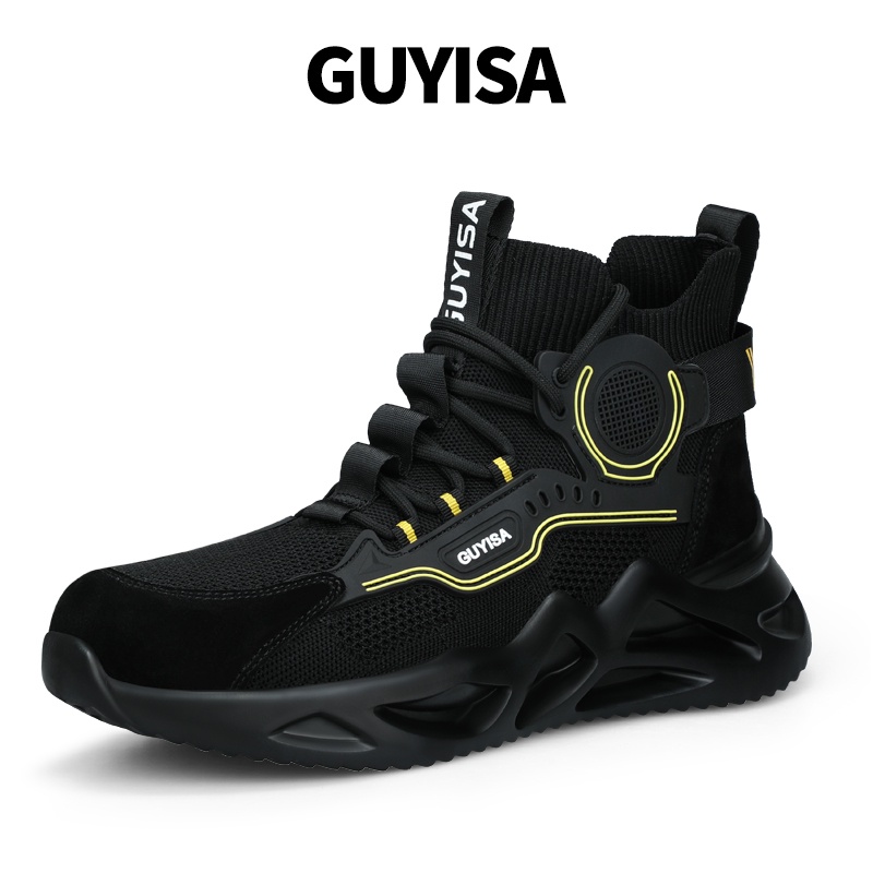 Guyisa Giày Bốt Bảo Hộ Lao Động Màu Đen Siêu Nhẹ Thoải Mái Chống Va Chạm An Toàn Cho Nam cn39-46 0251