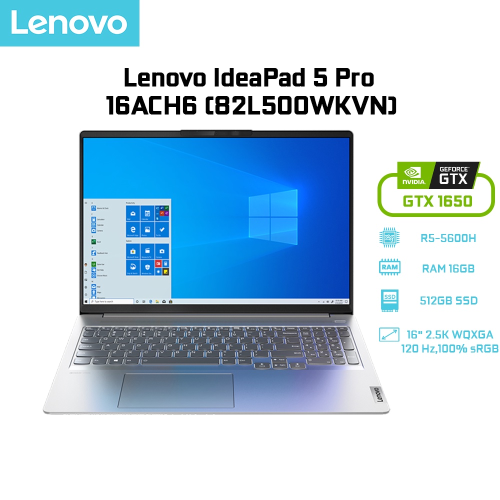 Laptop Lenovo IdeaPad 5 Pro 16ACH6 82L500WKVN R5-5600H | 16GB | 512GB | GeForce® GTX 1650
