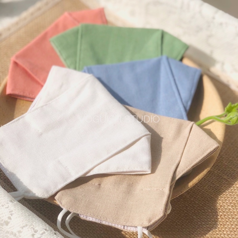 Combo 5 Khẩu Trang Linen Sợi Tự Nhiên Cotton 3 Lớp Kháng Khuẩn