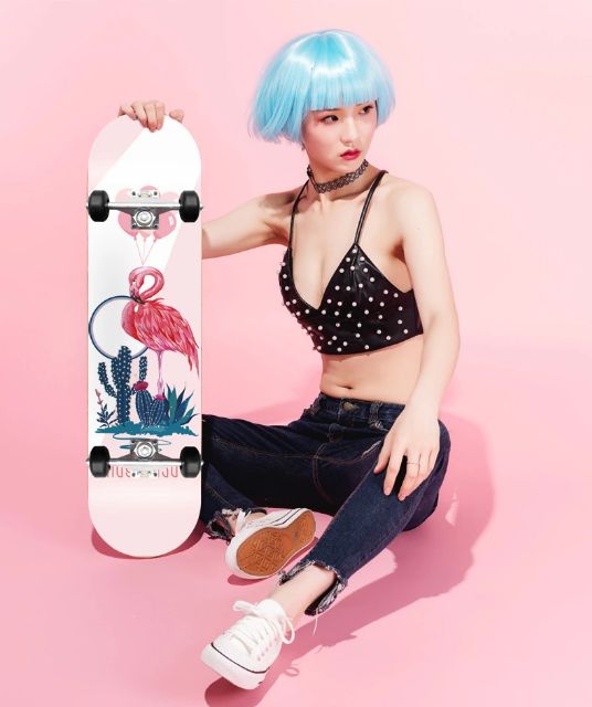 Ván Trượt Thể Thao Skateboard Bánh Led Phat Sáng Mặt Nhám Cao Cấp Gỗ Phong Ép 7 Lớp