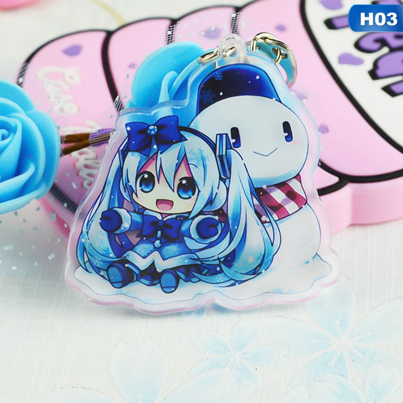 Móc khóa acrylic trong suốt trang trí hình Hatsune Miku