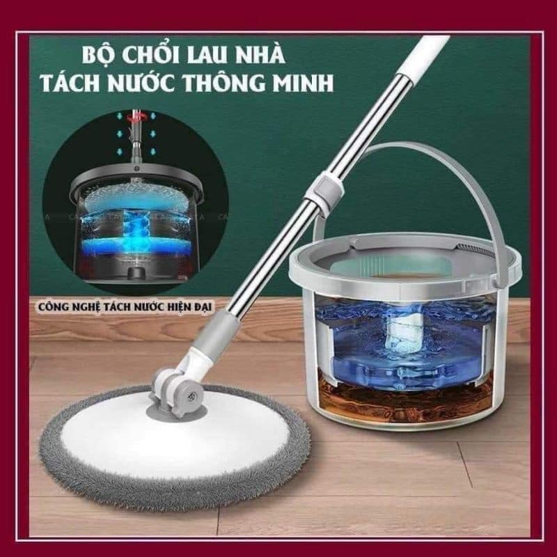 CHỔI LAU NHÀ THÔNG MINH/ CHỔI LAU TÁCH NƯỚC BẨN MOP TÁCH NƯỚC VÀ LỌC BỤI BẨN XOAY 360 ĐỘ