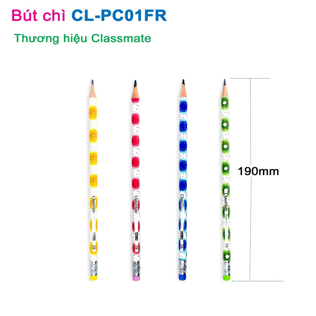 Bút Chì Gỗ Có Tẩy 2B CLASSMATE - 1 Chiếc Nét Bút Mịn, Ngòi Chắc Chắn, Dùng Để Luyện Chữ Cho Học Sinh PC01-FR