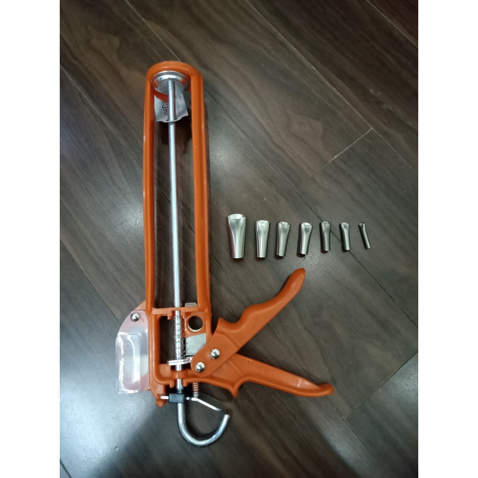 Bộ vòi đi Keo Inox 7 chi tiết, Dùng Để Bắn Keo Silicone nhôm kính., tường chưa sơn không sợ mòn