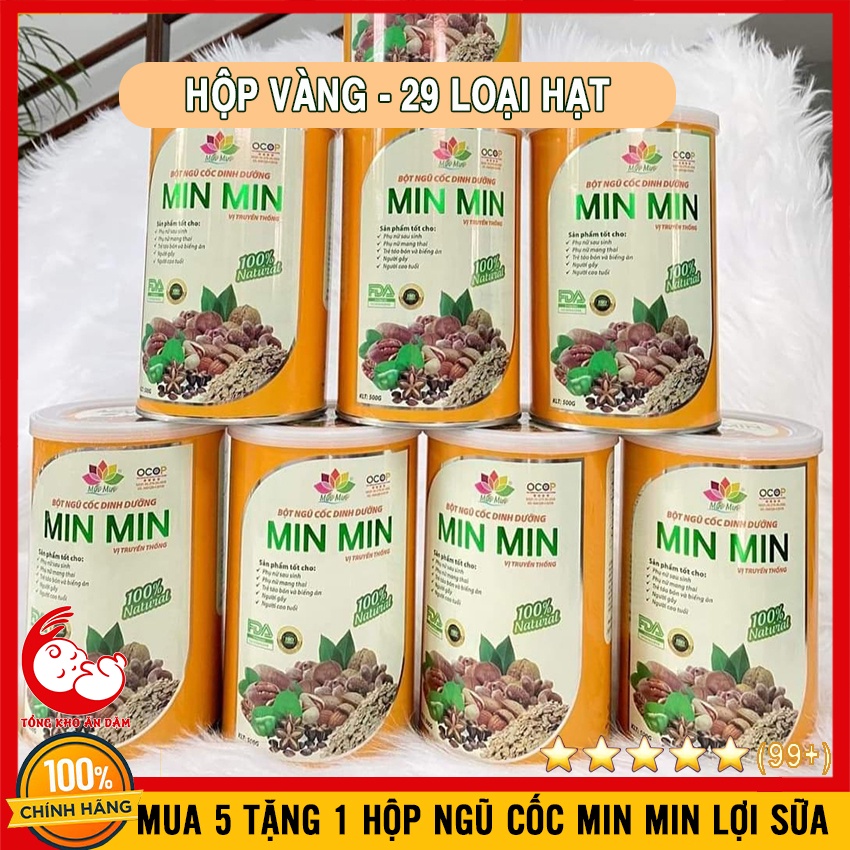 [MUA 5 TẶNG 1] Hộp Ngũ Cốc Lợi Sữa MinMin - Bột Ngũ Cốc Dinh Dưỡng Min Min 29 Loại Hạt (500gr/Hộp)